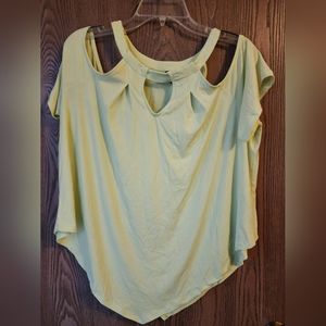 Bright green cut-out sleeve shirt